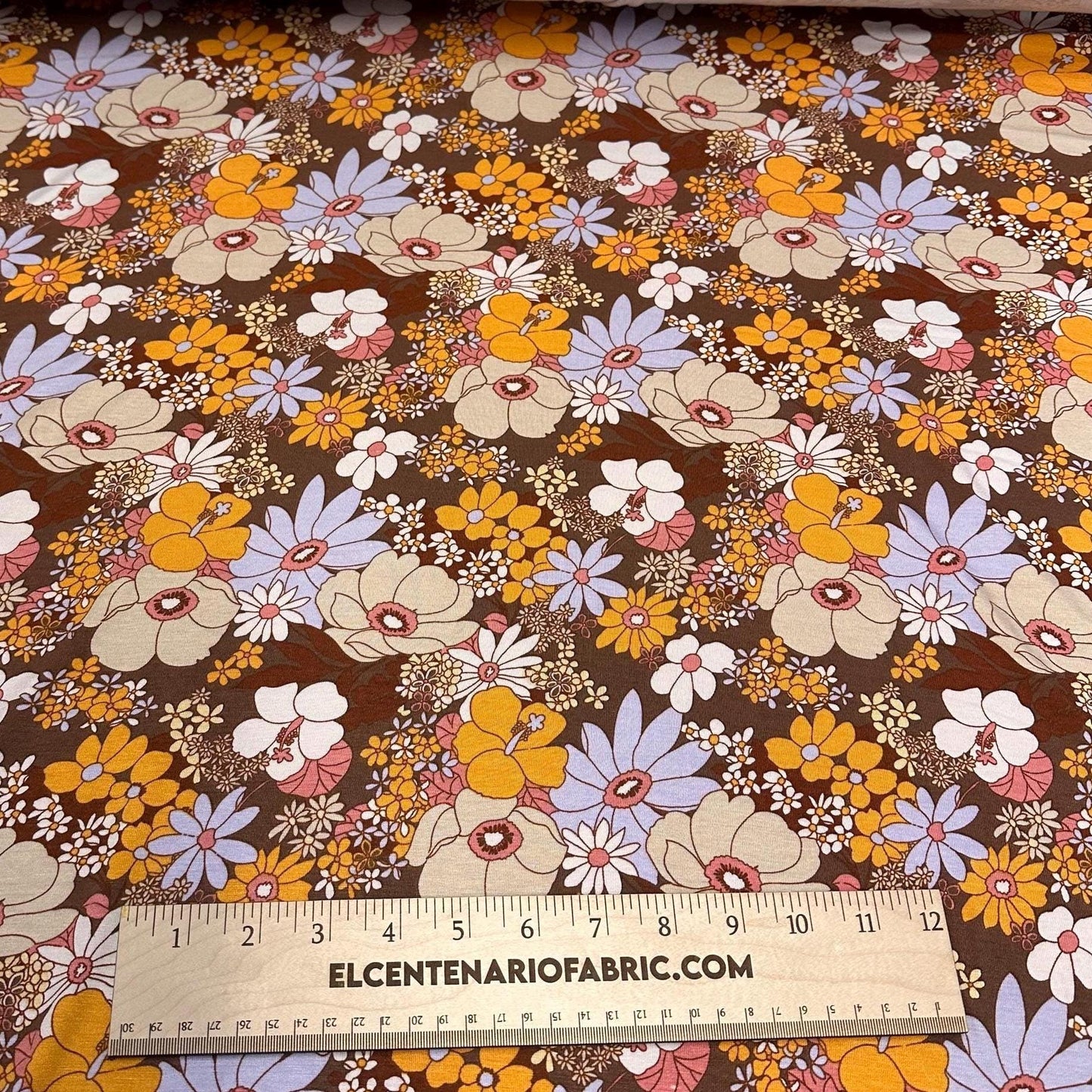 4-Way Stretch Bamboo Fabric| Soft Bamboo Spandex | Floral Print Fabric By The Yard | For Dresses, Cardigans and Blouses | 60 Wide