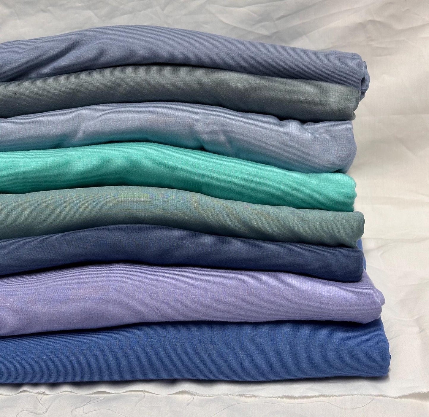 New Colors! 4-Way Stretch Bamboo Fabric| Soft Bamboo Spandex | Fabric By The Yard | For Dresses, Cardigans and Blouses | Denim Sages Colors