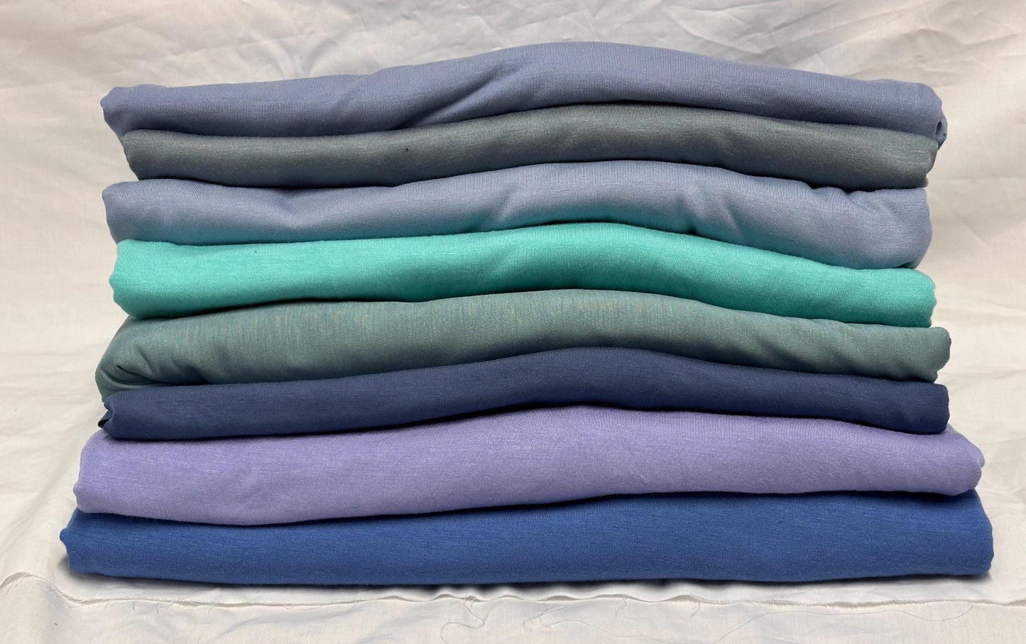 New Colors! 4-Way Stretch Bamboo Fabric| Soft Bamboo Spandex | Fabric By The Yard | For Dresses, Cardigans and Blouses | Denim Sages Colors