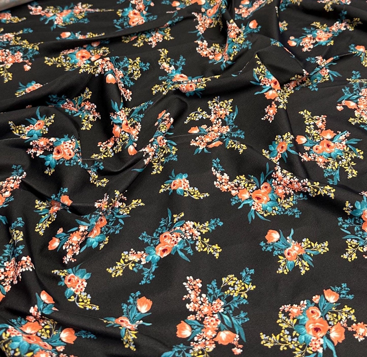 4 Way Stretch Print Nylon Spandex Fabric By The Yard Tricot Swim Wear Bikini Active Wear Small Flower Rose Black Green Pink Floral