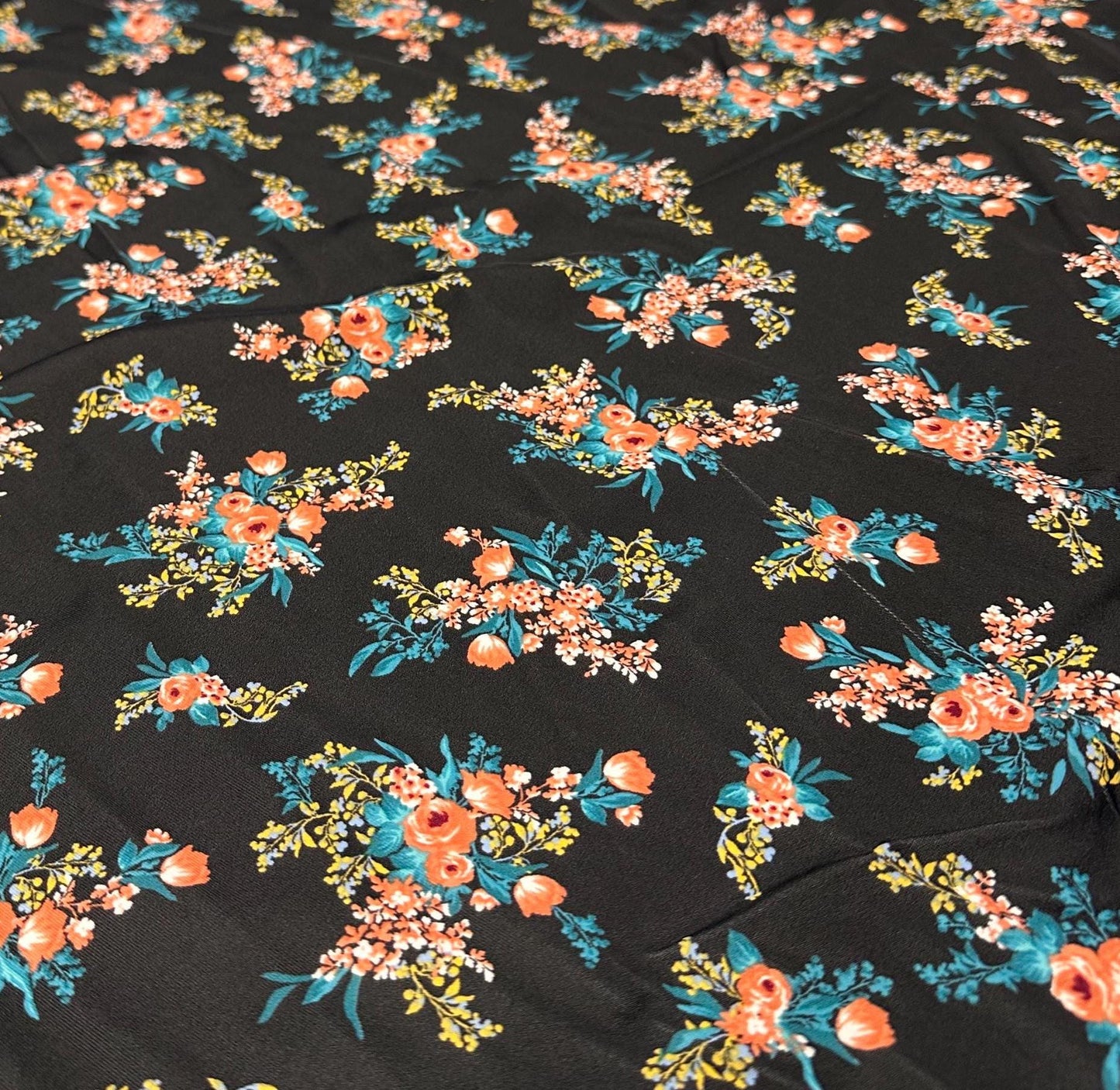 4 Way Stretch Print Nylon Spandex Fabric By The Yard Tricot Swim Wear Bikini Active Wear Small Flower Rose Black Green Pink Floral