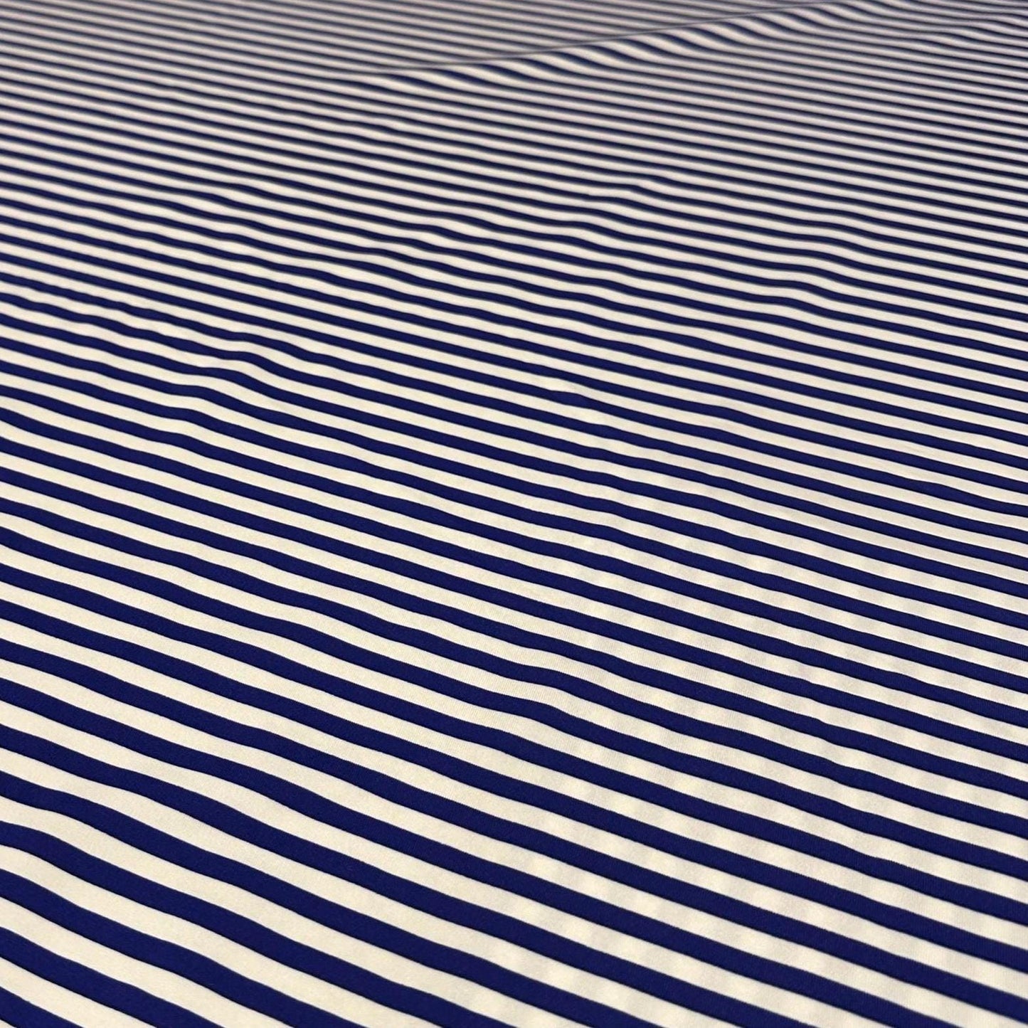 4 Way Stretch Print Nylon Spandex Fabric By The Yard Tricot Swim Wear Bikini Active Wear 1/4 Inch Classic Stripe Royal Blue White