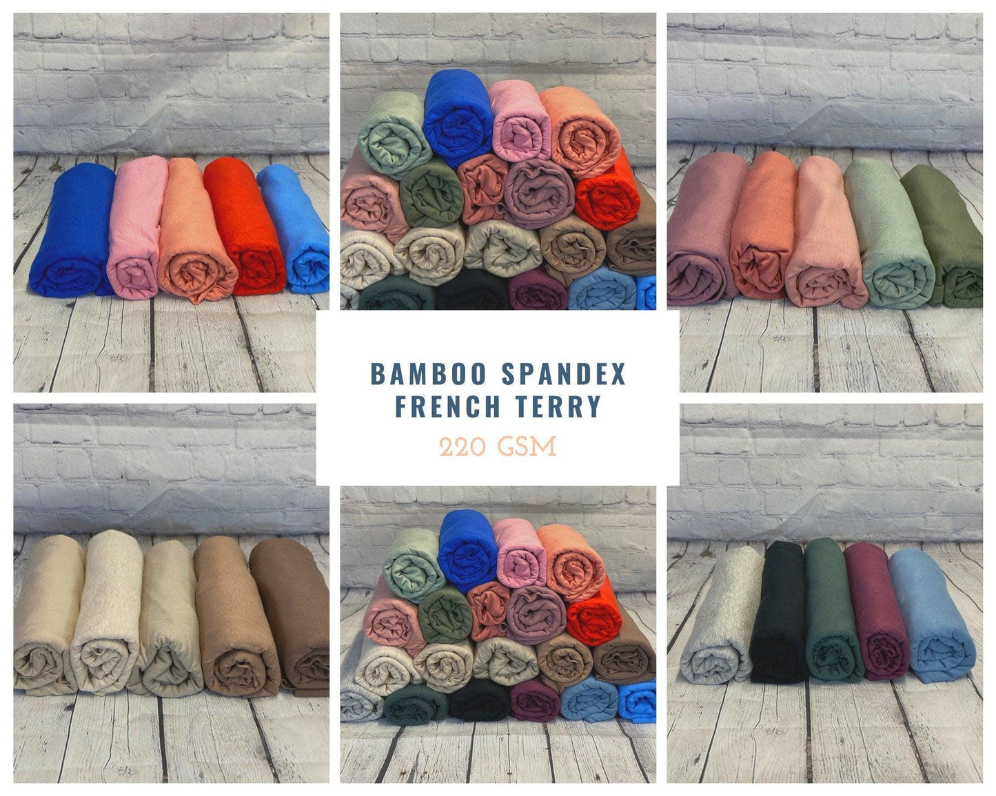 4-Way Stretch French Terry Bamboo Fabric | Super Soft 220GSM | Fabric By The Yard | For Dresses, Blouses and Shirts | 60 Wide