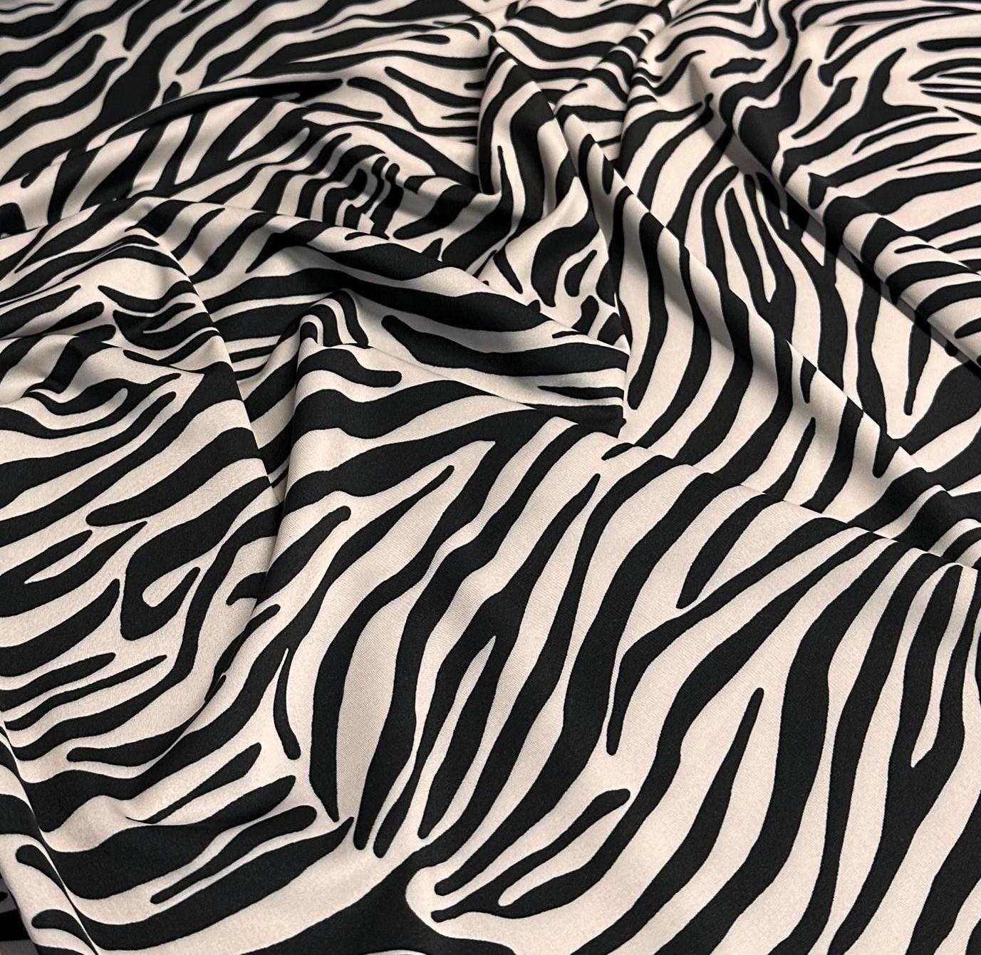 4 Way Stretch Print Nylon Spandex Fabric By The Yard Tricot Swim Wear Bikini Active Wear Black White Zebra Animal Print