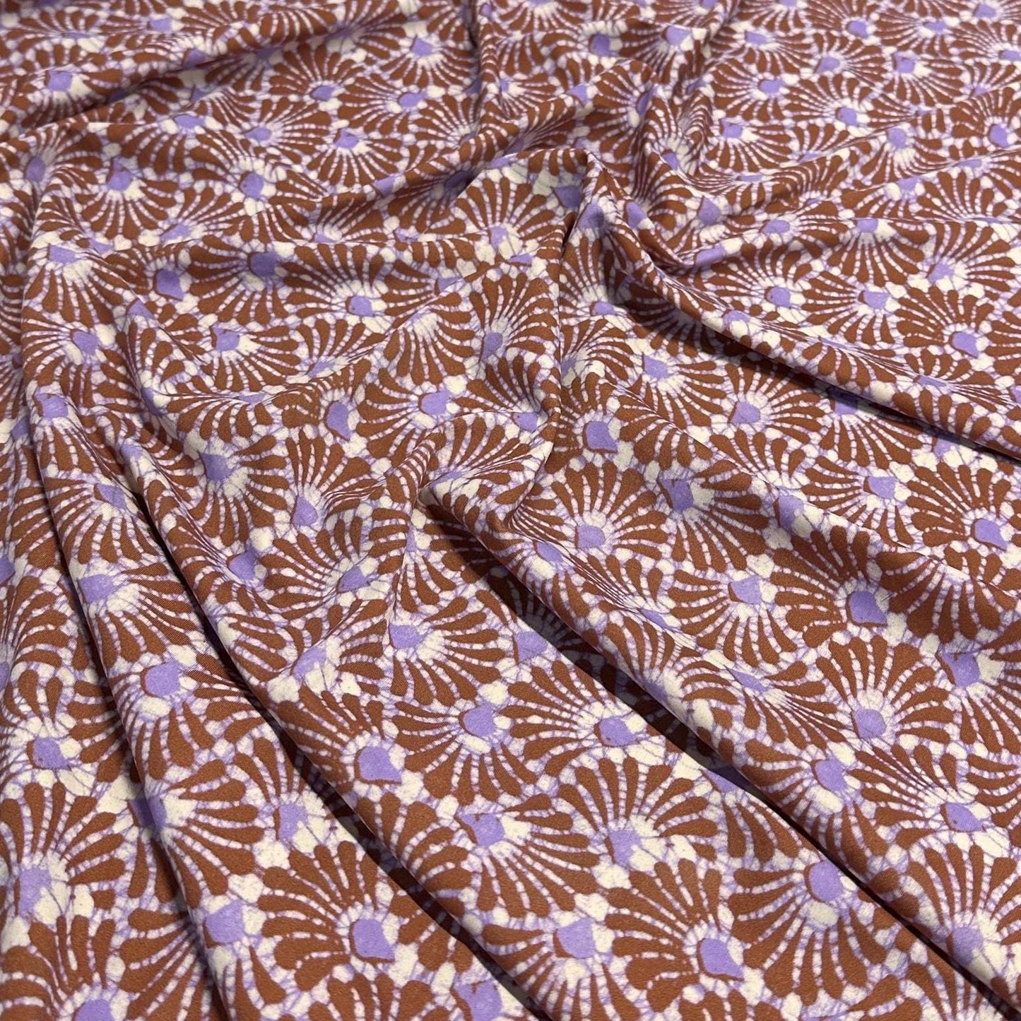 4 Way Stretch Print Nylon Spandex Fabric By The Yard Tricot Swim Wear Bikini Active Wear Geometric Shapes Abstract Mocha Lavender