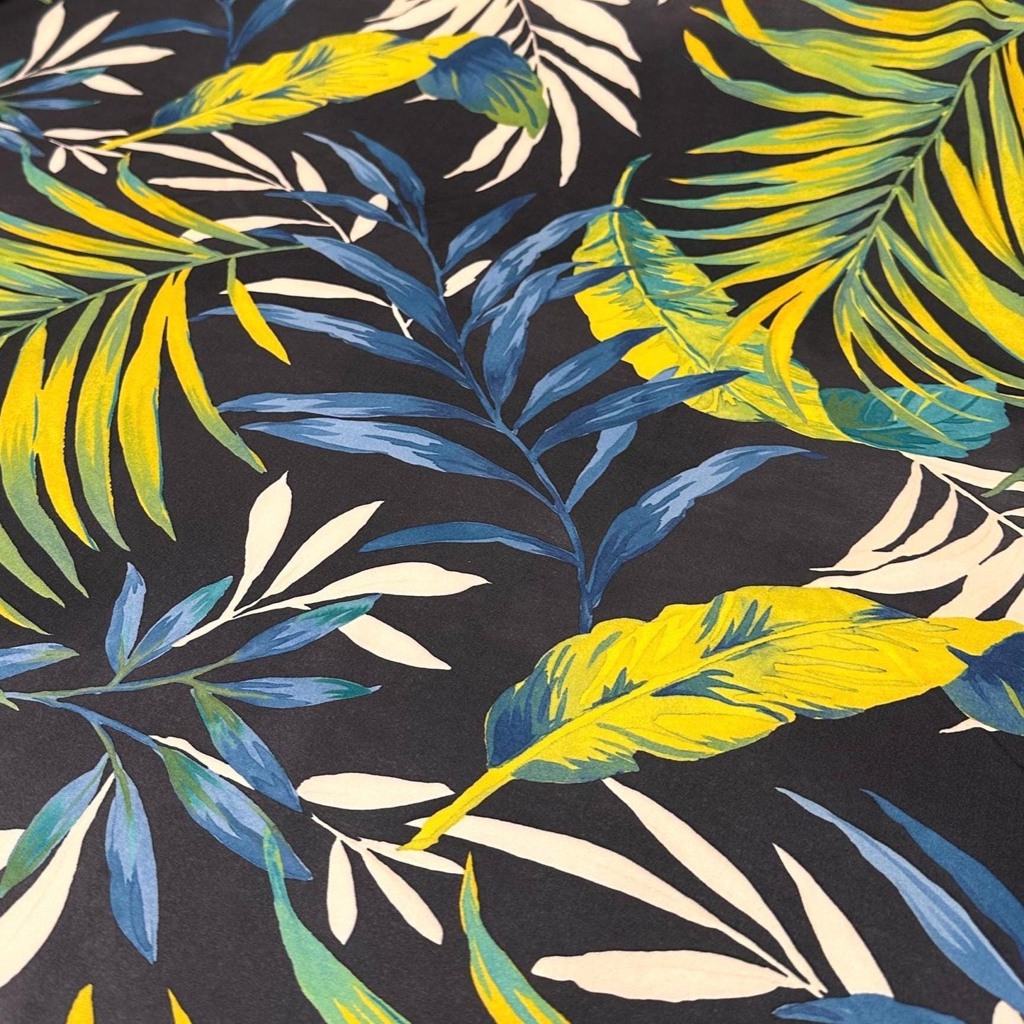 4 Way Stretch Assorted Print Nylon Spandex Fabric By The Yard Tricot Swim Wear Bikini  Blue Yellow Tropical Palm Leaf Floral Print