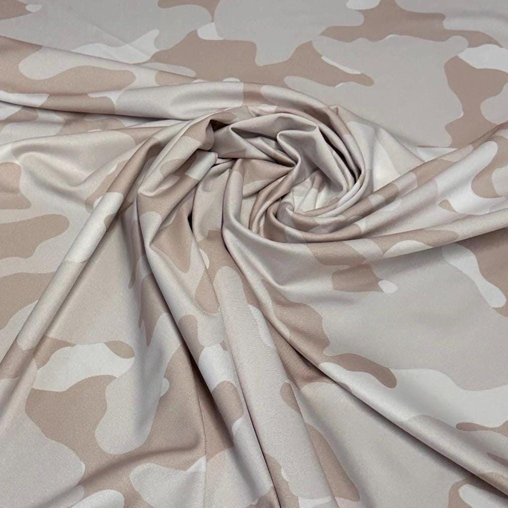 4 Way Stretch Print Nylon Spandex Fabric By The Yard Tricot Swim Wear Bikini Active Wear Tan Nude Camouflage Army Print 280 GSM