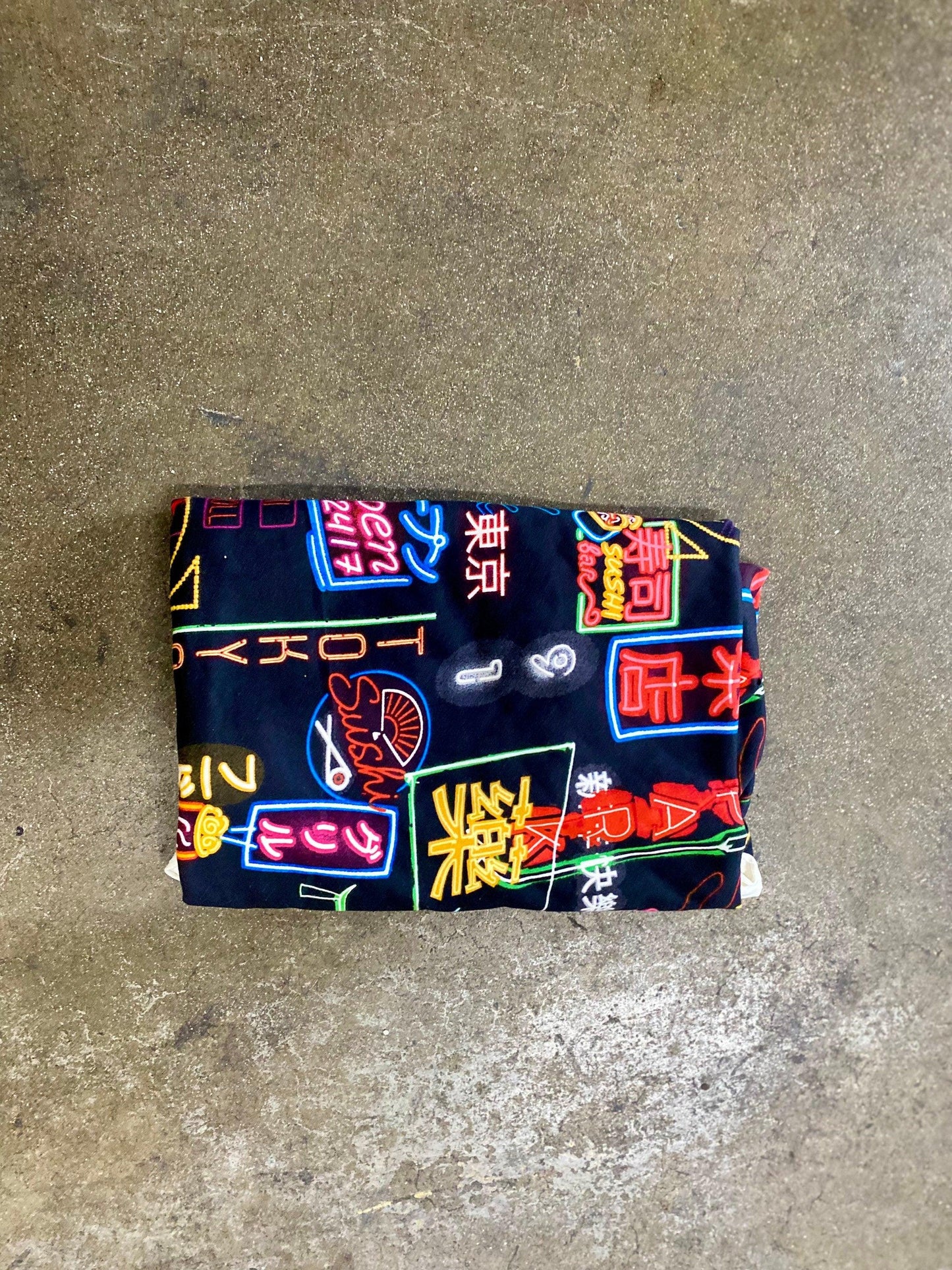 DBP Neon Lights Sushi Tokyo Print Double Brushed Poly Fabric By The Yard