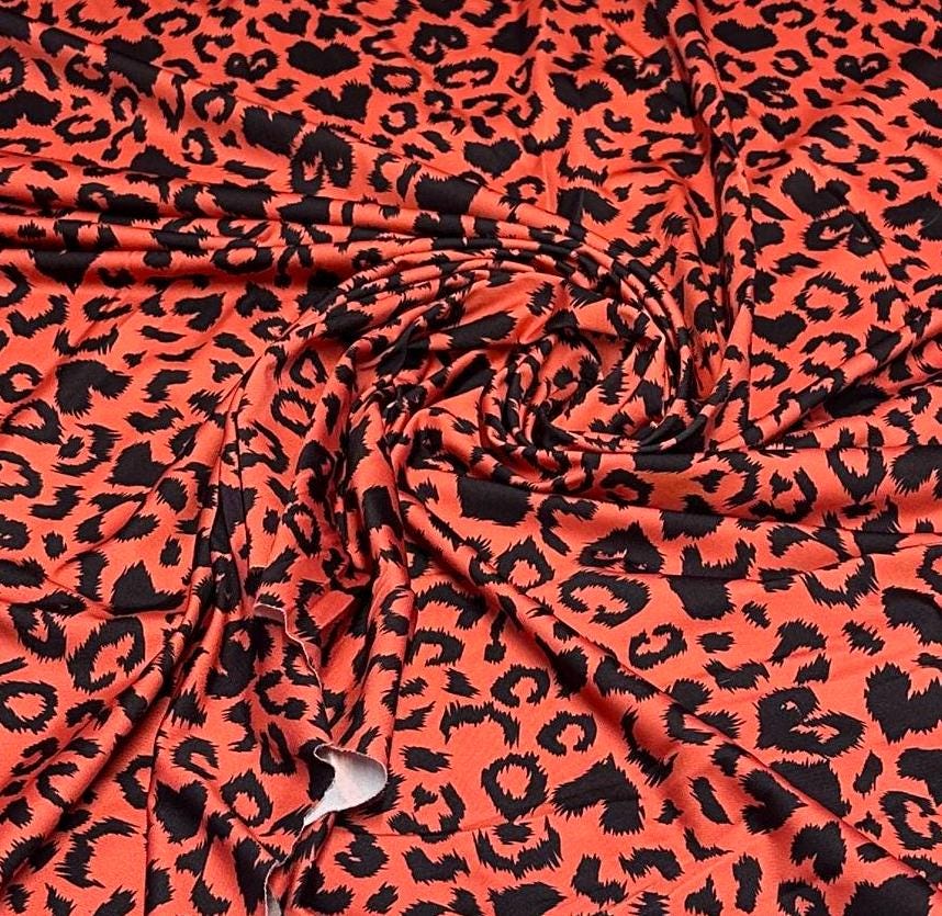 4 Way Stretch Print Nylon Spandex Fabric By The Yard Tricot Swim Wear Bikini Active Wear Leopard Animal Print 280 GSM