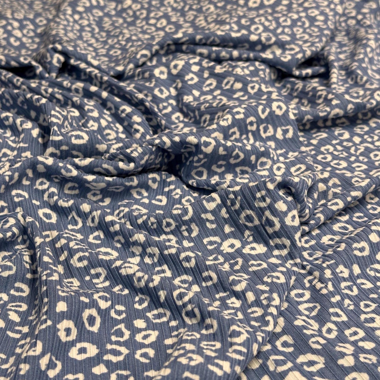 DBP 4x2 Rib Knit Mini Animal Double Brushed Polyester Spandex Vintage Leopard Cheetah Monotone Denim Fabric By The Yard