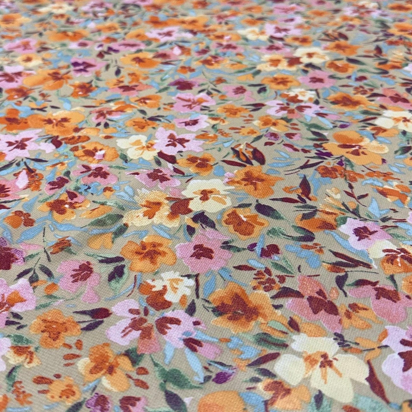 Polyester Chiffon Woven Print Fabric By The Yard Small Multicolor Sage Summer Floral Print