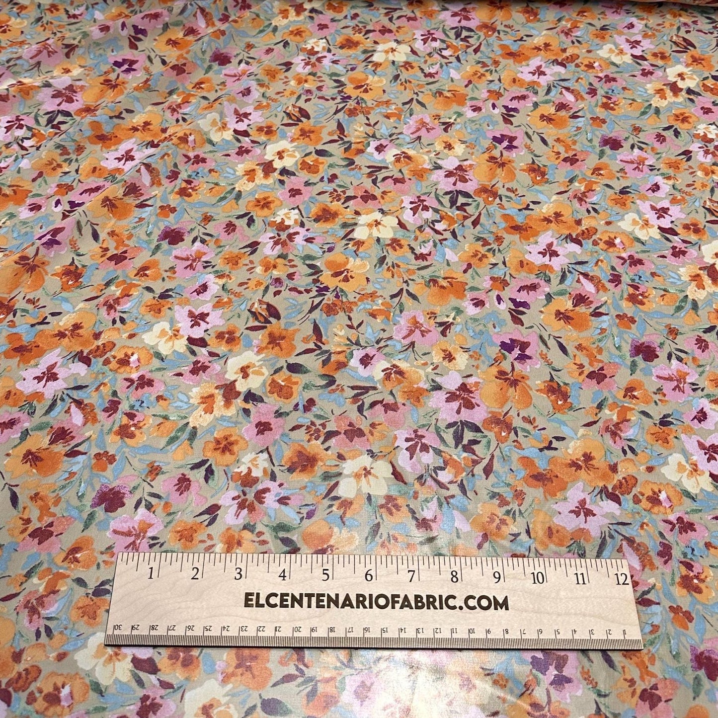 Polyester Chiffon Woven Print Fabric By The Yard Small Multicolor Sage Summer Floral Print