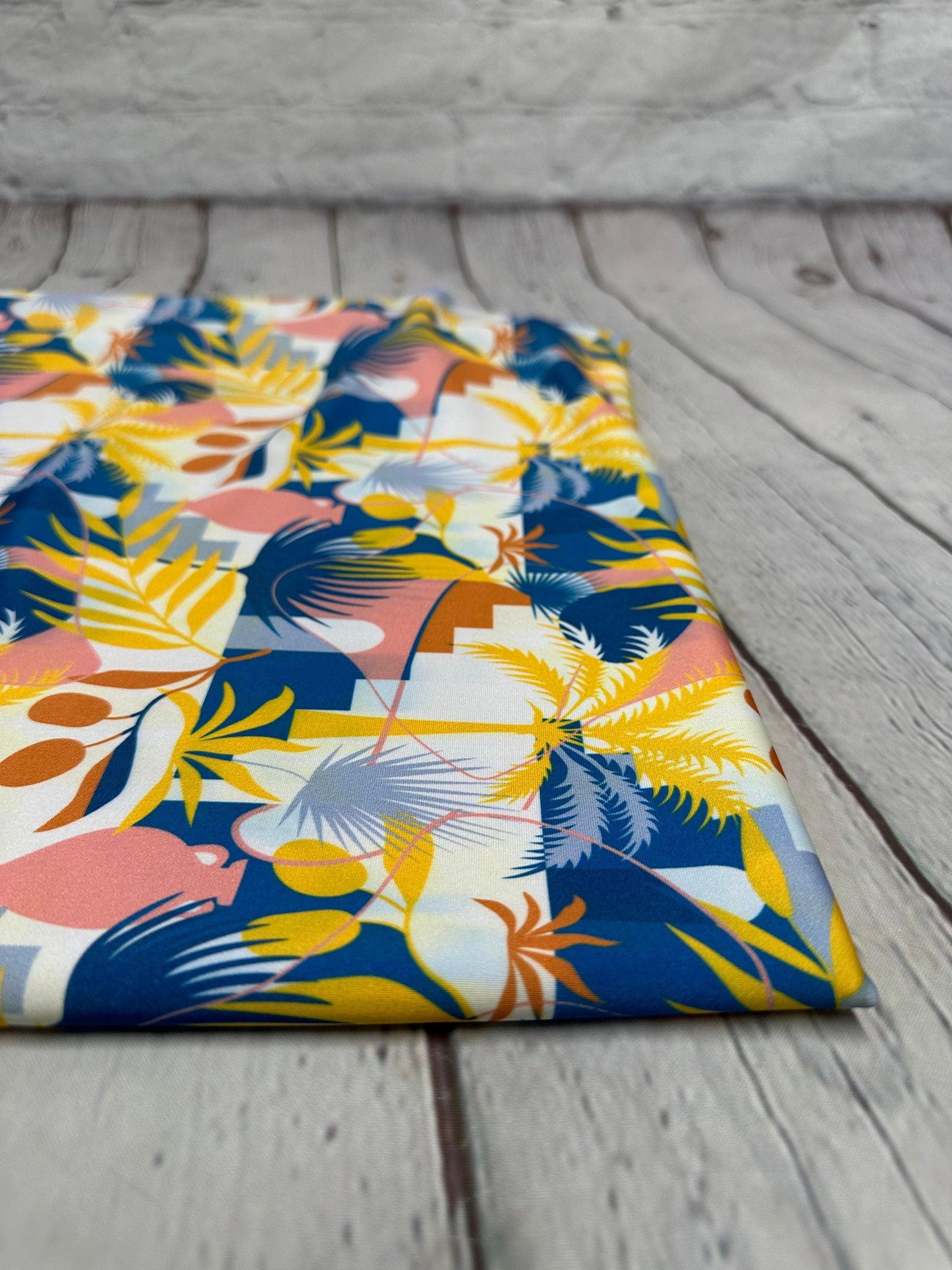 4 Way Stretch Print Spandex Fabric By The Yard Tricot Swim Wear Bikini Abstract Shape Fruit Palm Boho 280 GSM