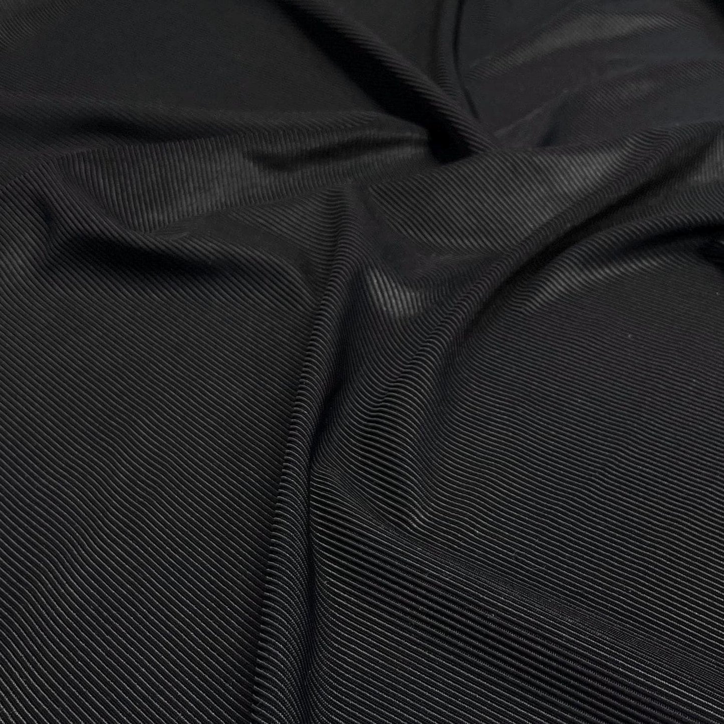 Premium 4-Way Stretch Ribbed Nylon Spandex Fabric for Swimwear Fabric By The Yard Black