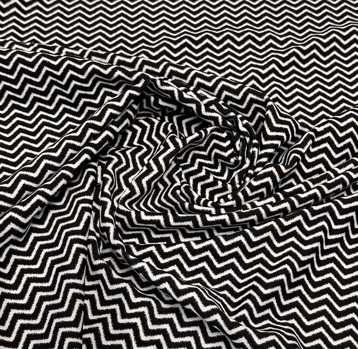 4 Way Stretch Print Nylon Spandex Fabric By The Yard Tricot Swim Wear Bikini Active Wear Chevron Black White