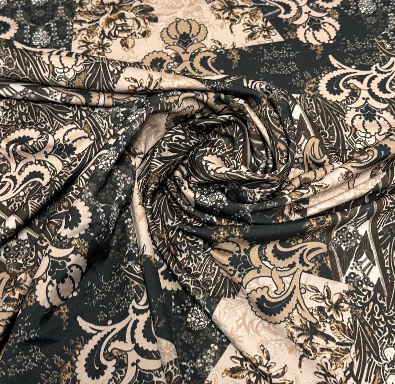 4 Way Stretch Assorted Print Nylon Spandex Fabric By The Yard Tricot Swim Wear Bikini Active Wear Geometric Versace Paisley Print