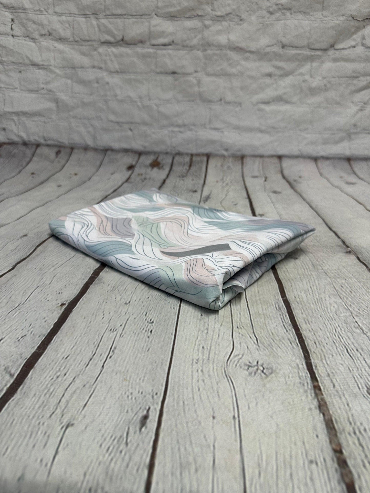 4 Way Stretch Print Spandex Fabric By The Yard Tricot Swim Wear Bikini Pastel Sage Hazy Wave Water 280 GSM
