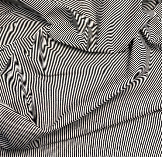 100% Cotton Hickory Striped Denim Navy 70 Inch