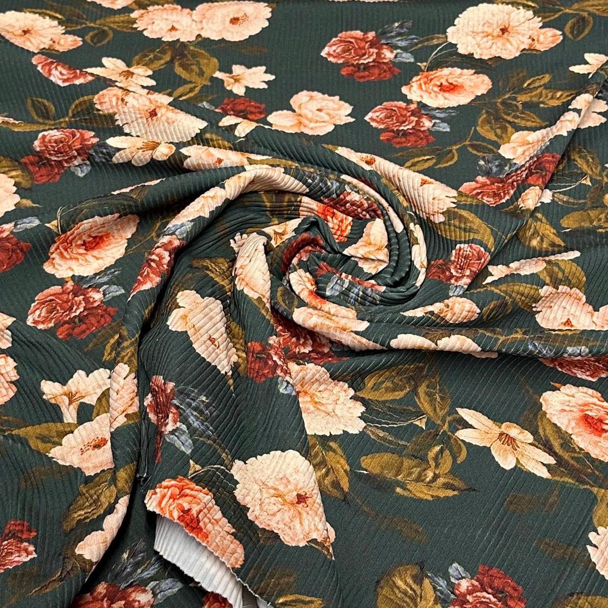 4 Way Stretch Assorted Print Nylon Spandex Fabric By The Yard Tricot Swim Wear Bikini Active Teal Floral Flower Rib Knit