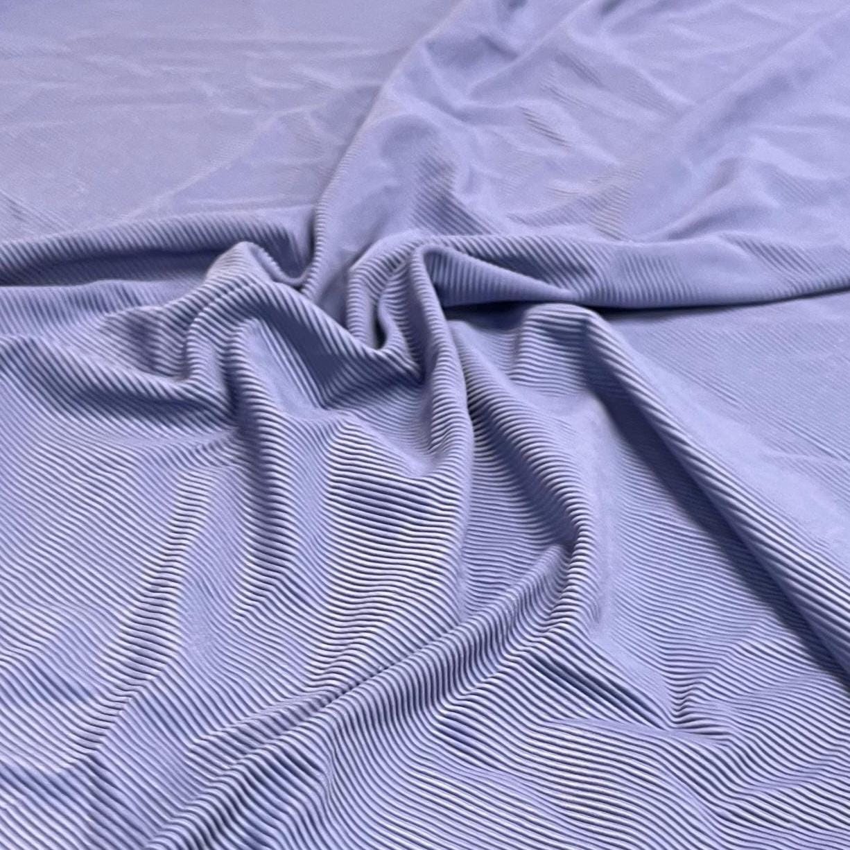 Premium 4-Way Stretch Ribbed Nylon Spandex Fabric for Swimwear Fabric By The Yard Steel Blue