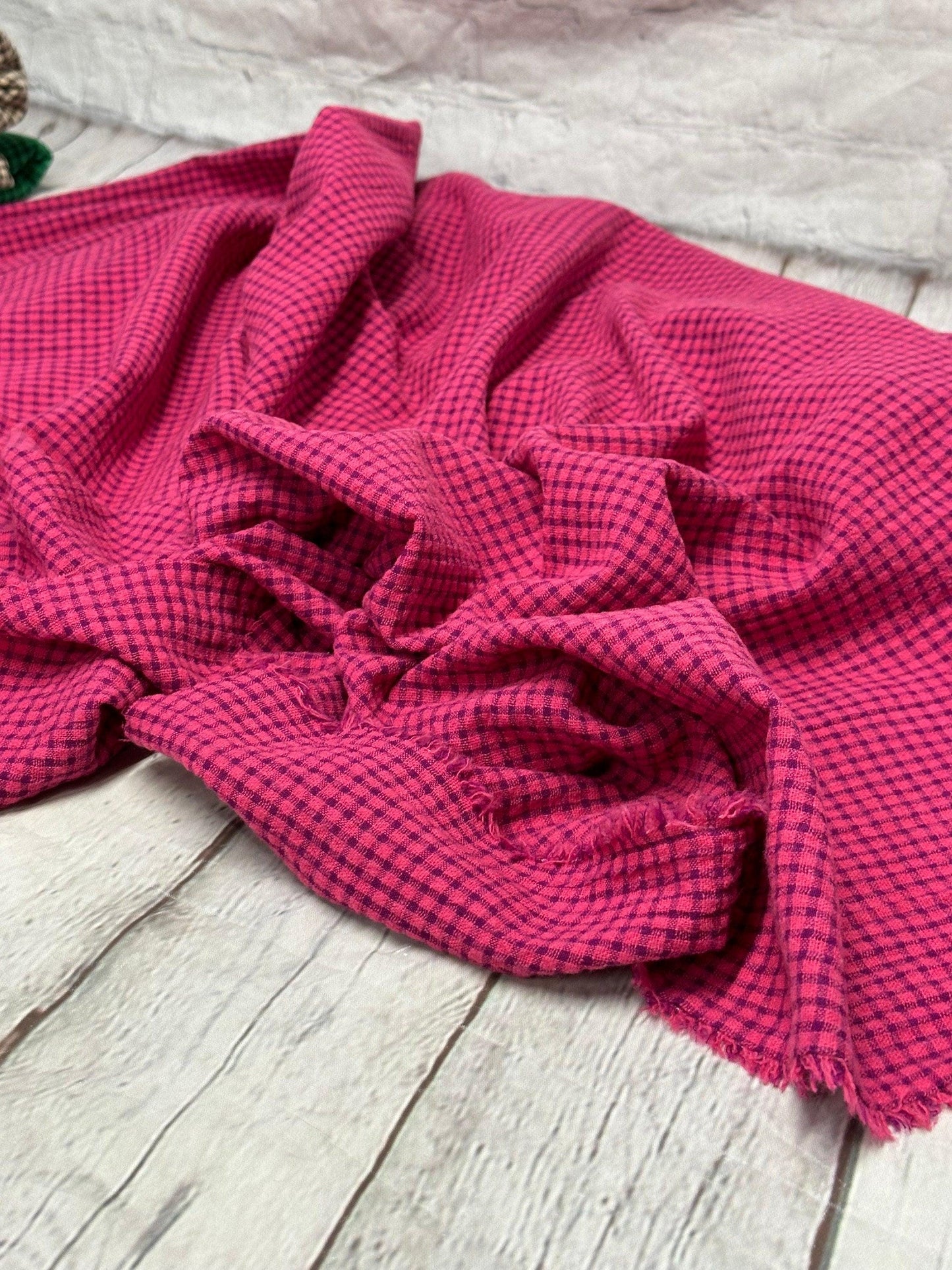 100% Cotton Double Gauze Pre Washed Gingham Small Checkered Mini Plaid