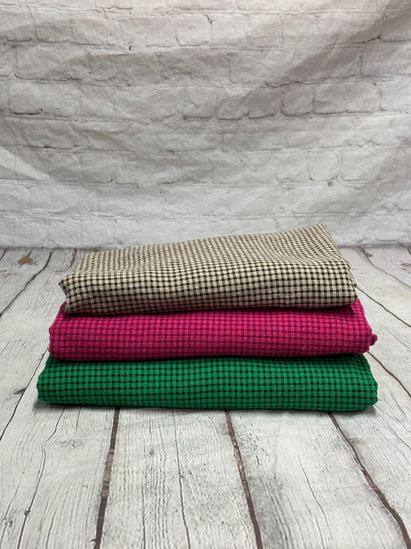 100% Cotton Double Gauze Pre Washed Gingham Small Checkered Mini Plaid