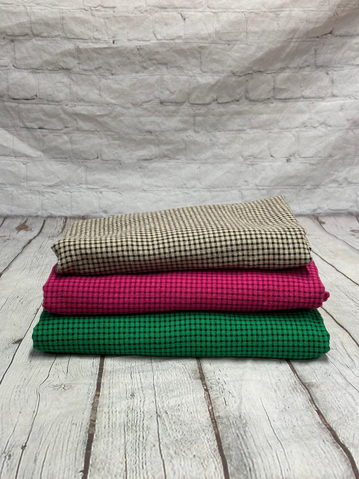 100% Cotton Double Gauze Pre Washed Gingham Small Checkered Mini Plaid