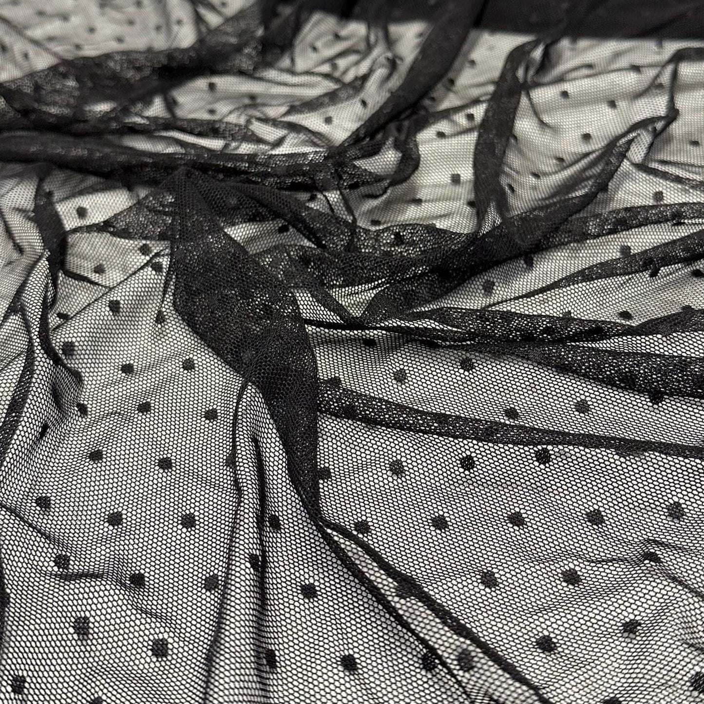 Soft Sheer Power Mesh Net Swiss Dot Polka Dot 4 Way Stretch for Dance, Underwear, Stocking, Lingerie, Intimates Fabric By The Yard