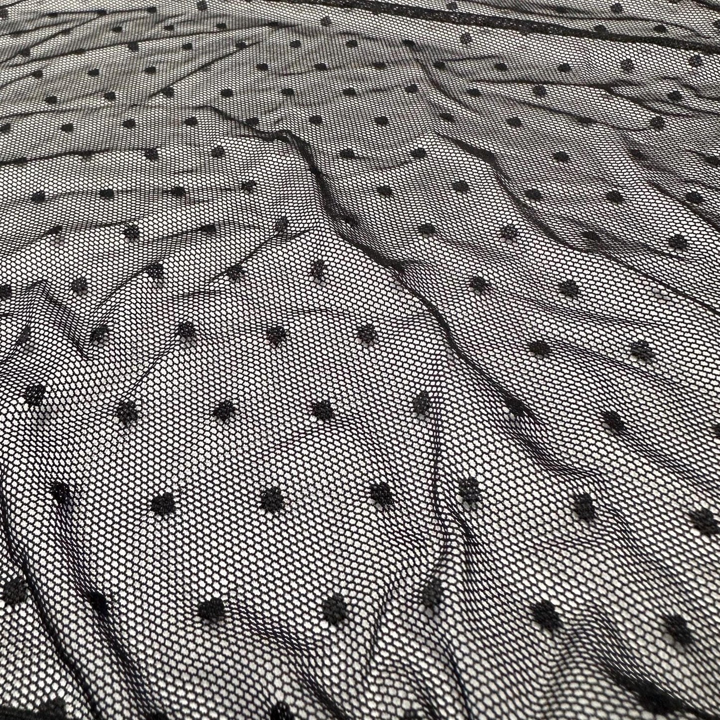 Soft Sheer Power Mesh Net Swiss Dot Polka Dot 4 Way Stretch for Dance, Underwear, Stocking, Lingerie, Intimates Fabric By The Yard