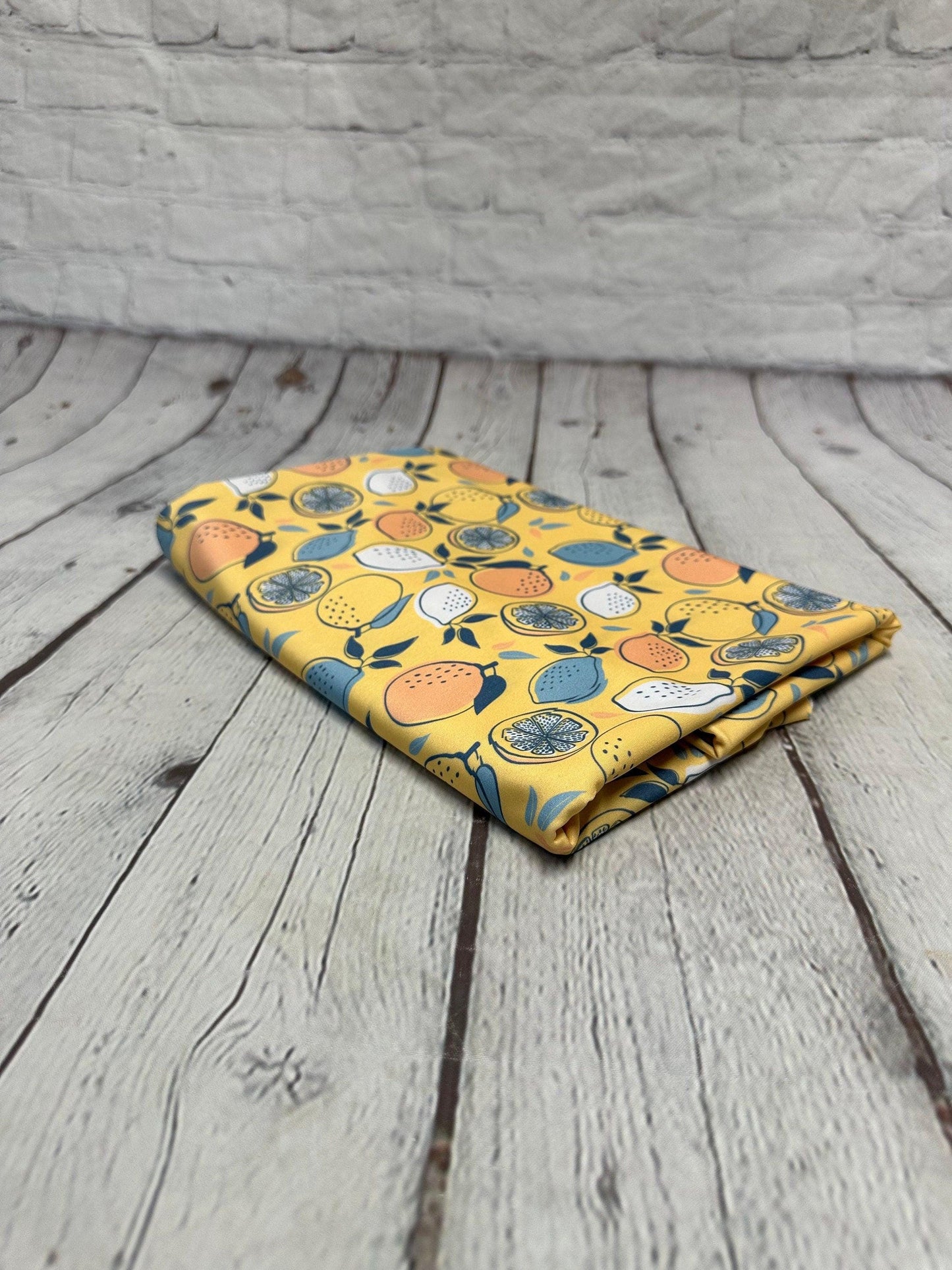 4 Way Stretch Print Spandex Fabric By The Yard Tricot Swim Wear Bikini Abstract Fruit Boho Floral Lemon 280 GSM