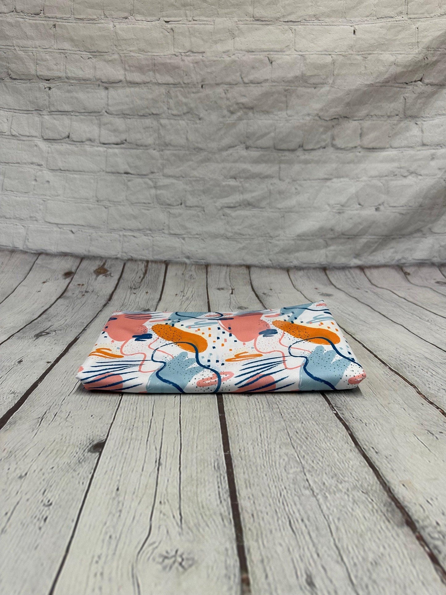 4 Way Stretch Print Spandex Fabric By The Yard Tricot Swim Wear Bikini Abstract Shape Geometric Sage Coral Boho 280 GSM