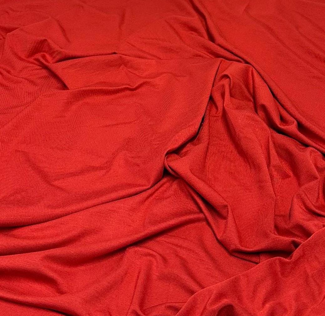 New Colors! 4-Way Stretch Bamboo Fabric| Soft Bamboo Spandex | Fabric By The Yard | For Dresses, Cardigans and Blouses | Orange Rust Color