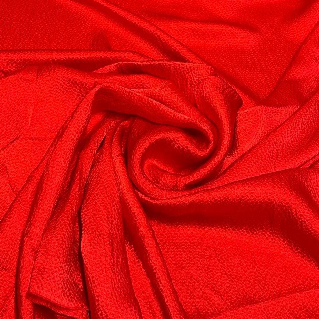 100% Silk Hammered Silk Charmeuse Solid Silk Fabric By The Yard Red 52 inch