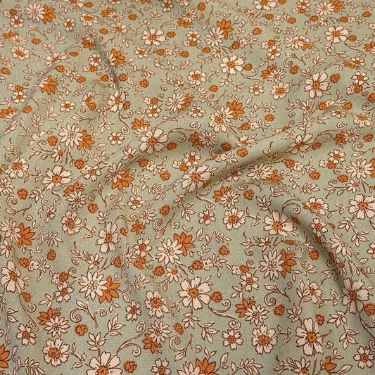 Rayon Challis Crinkled Woven Print Fabric By The Yard Small Mini Summer  Floral Print