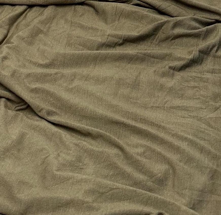 New Colors! 4-Way Stretch Bamboo Fabric| Soft Bamboo Spandex | Fabric By The Yard | For Dresses, Cardigans and Blouses | Olive Green Color