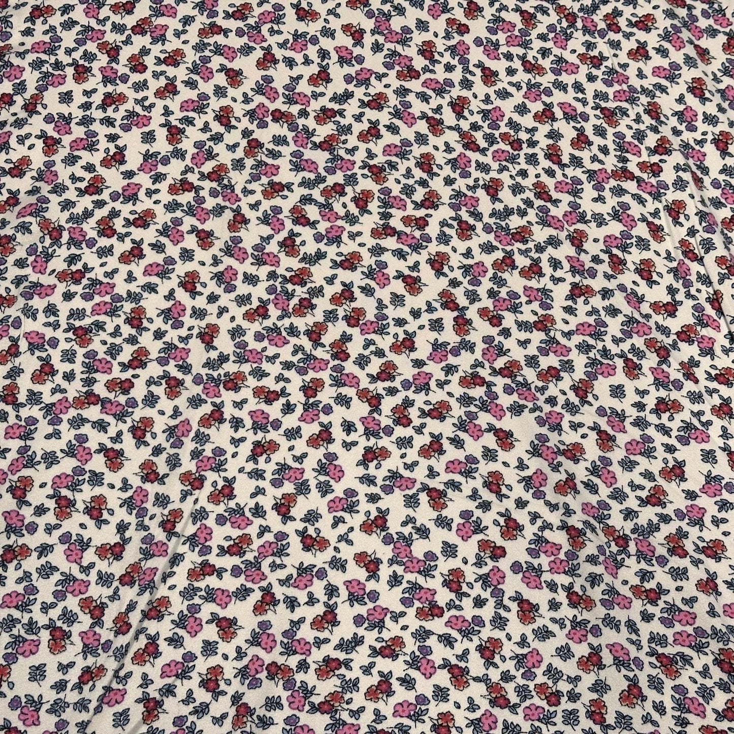 DBP Double Brushed Poly Spandex Print Ditsy Flower Vintage Mini Floral Print By The Yard Denim