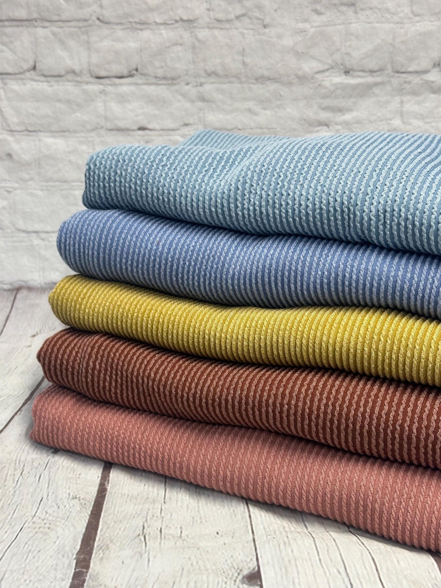 NEW COLORS! Texture Street Rib Wave Knit Spandex Fabric By The Yard Urban Rib Cable Knit Spandex Texture Knit #9