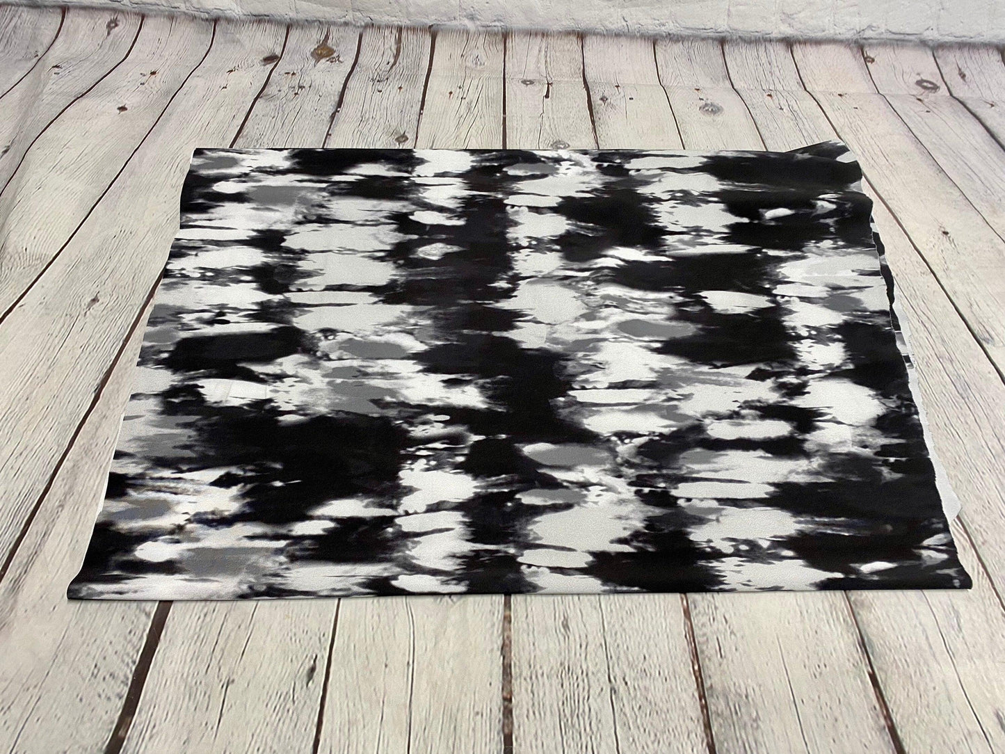 4 Way Stretch Print Nylon Spandex Fabric By The Yard Tricot Swim Wear Bikini Active Wear Space Acid Wash Tie Dye Black White Print 280 GSM