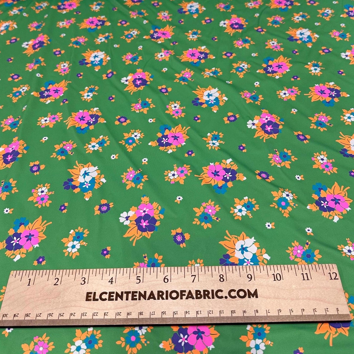 4 Way Stretch Print Nylon Spandex Fabric By The Yard Tricot Swim Wear Bikini Active Wear Green Multi color Flower Floral
