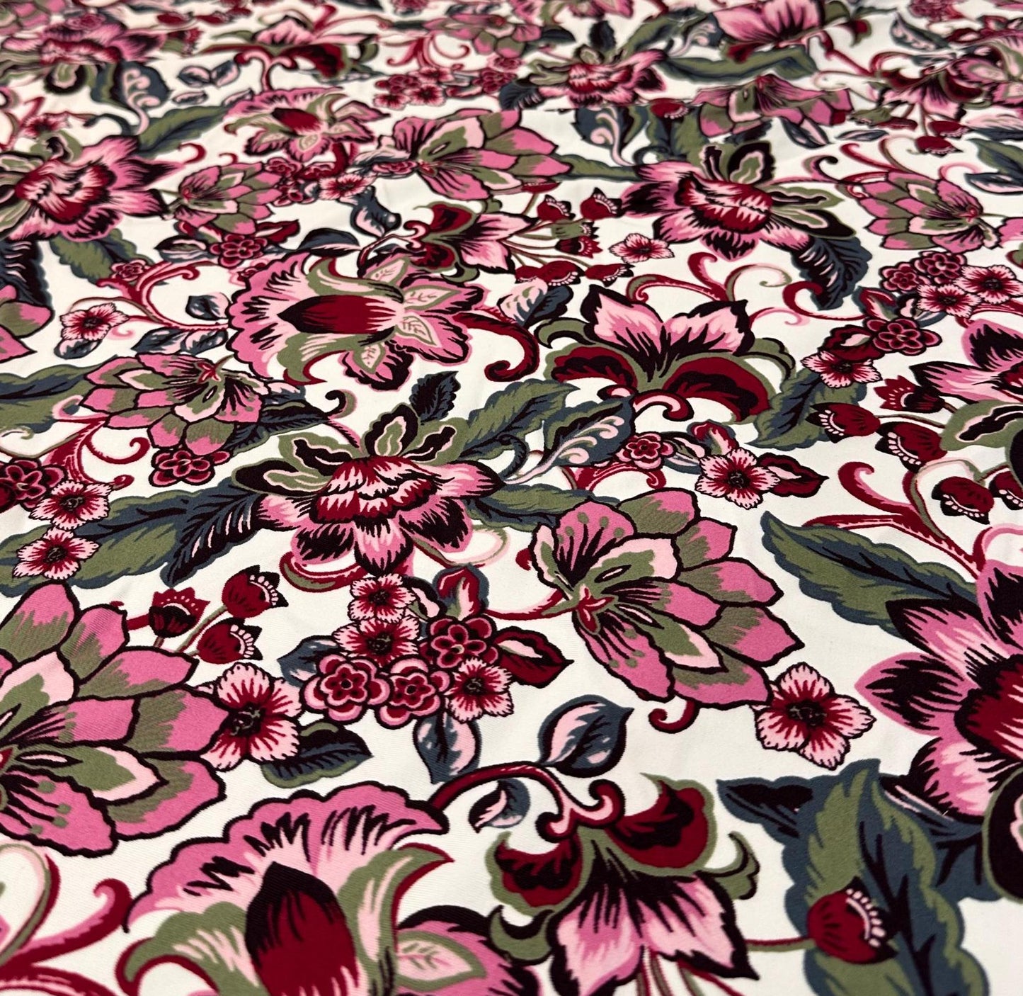 4 Way Stretch Print Nylon Spandex Fabric By The Yard Tricot Swim Wear Bikini Active Wear Plum Teal Foral Flower