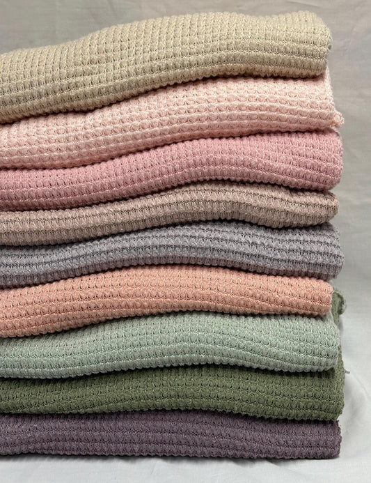 Open Weave Chunky Waffle Sweater Knit Fabric By The Yard | 250GSM Pastel #1
