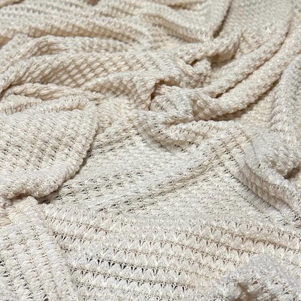 Open Weave Chunky Waffle Sweater Knit Fabric By The Yard | 250GSM Pastel #1