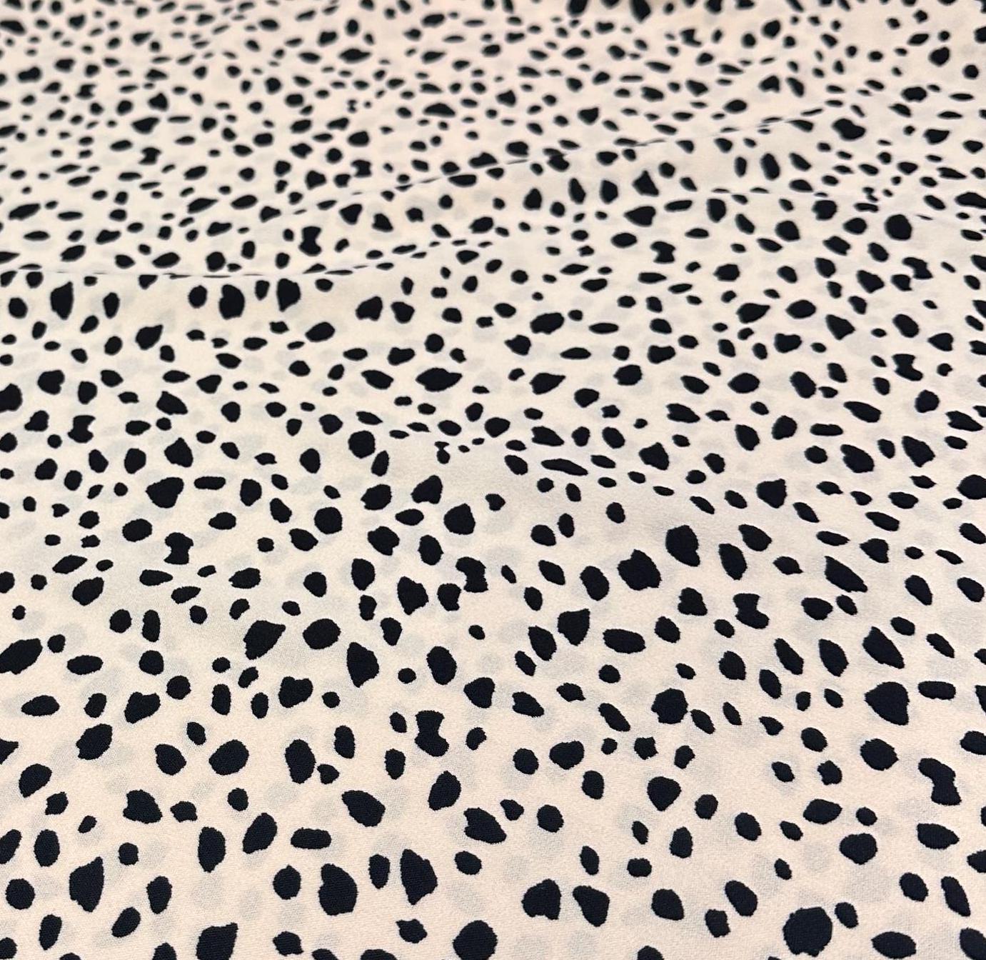 Airflow Woven Print Fabric By The Yard Nuetral Dots Cream Black