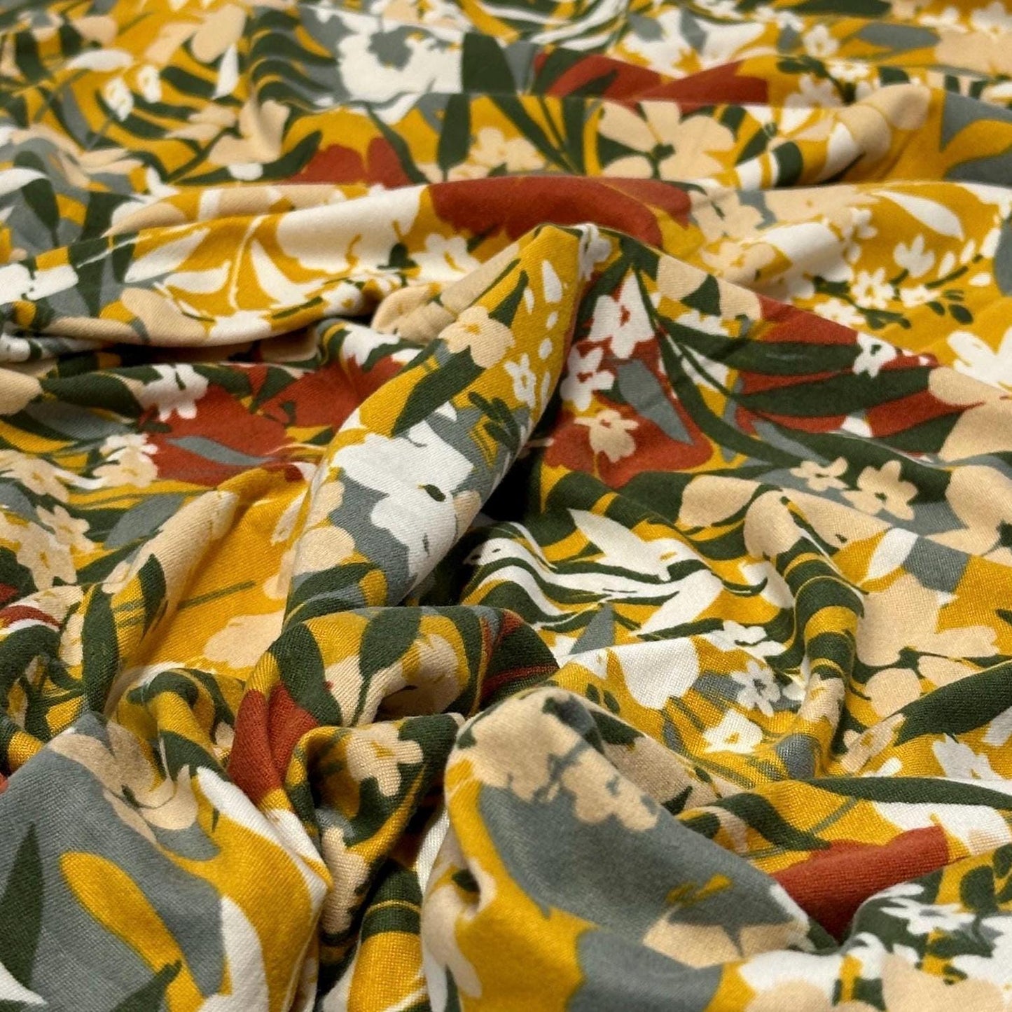 DBP Double Brushed Poly Spandex DTY Print Floral Palm Flower Tropical Print By The Yard