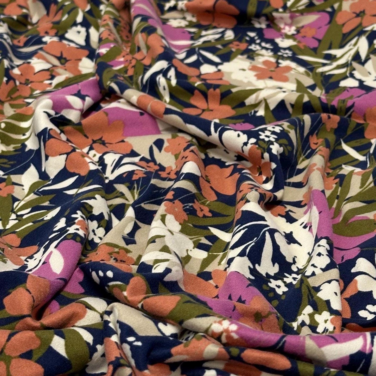 DBP Double Brushed Poly Spandex DTY Print Floral Palm Flower Tropical Print By The Yard
