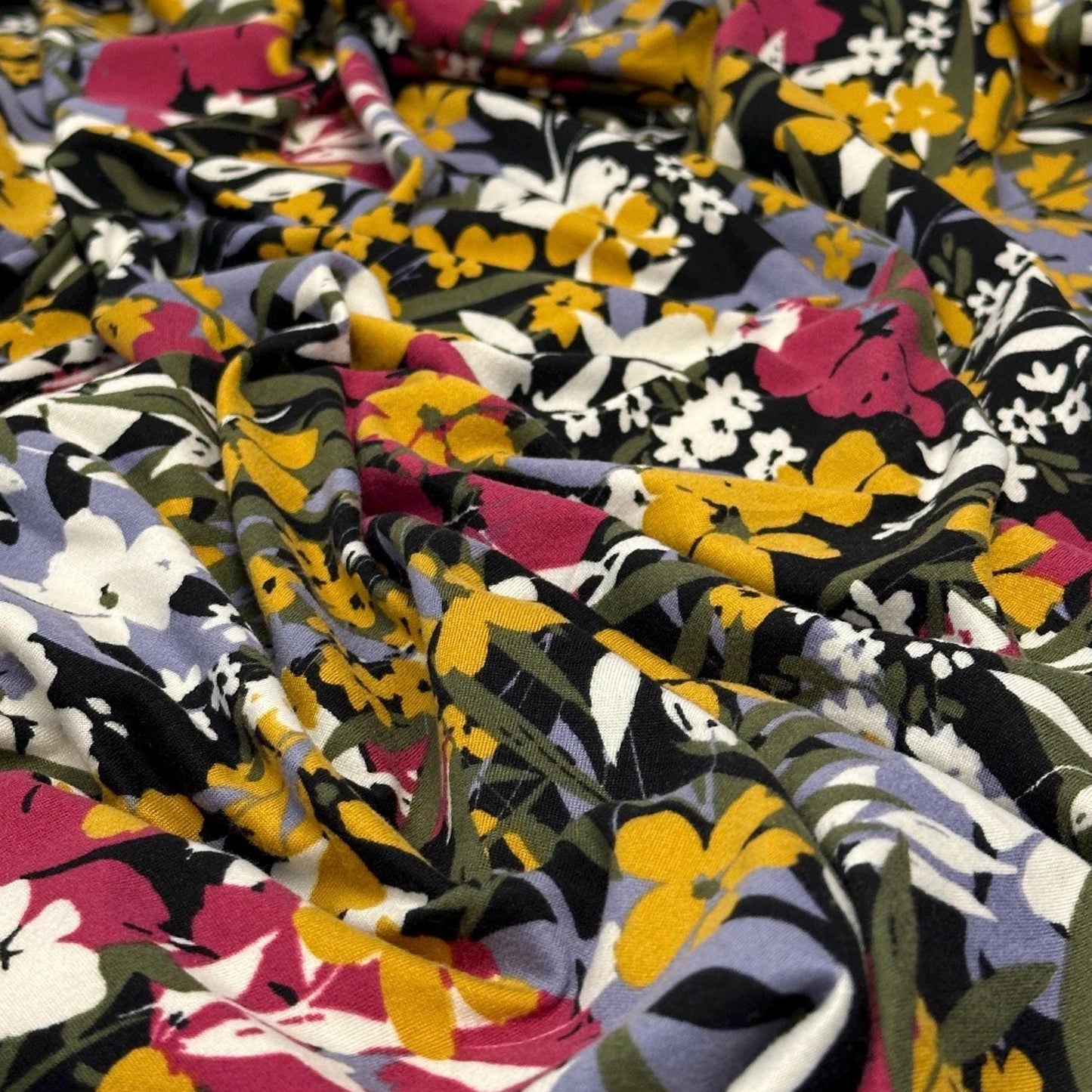 DBP Double Brushed Poly Spandex DTY Print Floral Palm Flower Tropical Print By The Yard