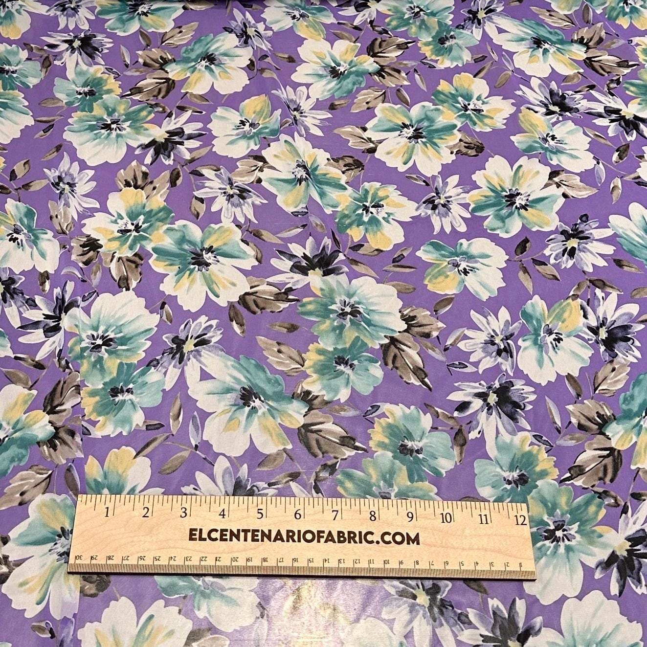 Polyester Chiffon Woven Print Fabric By The Yard Purple Flower Summer  Floral Print Summer Flowy Dress