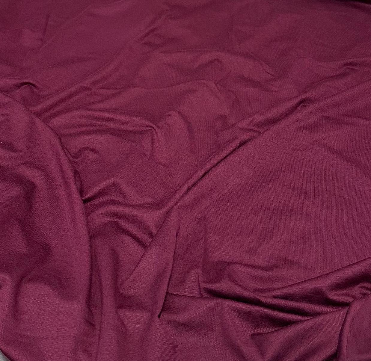 New Colors! 4-Way Stretch Bamboo Fabric| Soft Bamboo Spandex | Fabric By The Yard | For Dresses, Cardigans and Blouses | Red Wine Hue Color