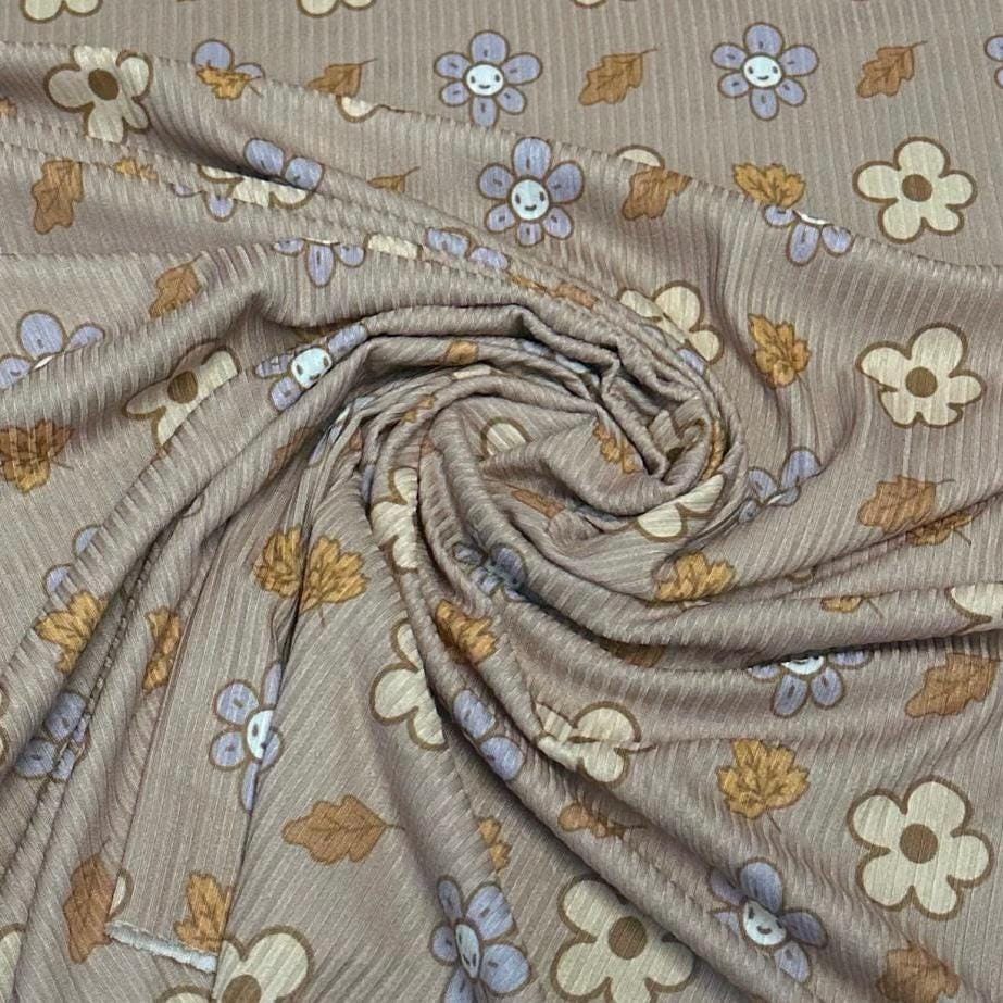 DBP 4x2 Rib Double Brushed Poly Spandex Print Vintage Floral Boho 60s 70s 80s Print By The Yard