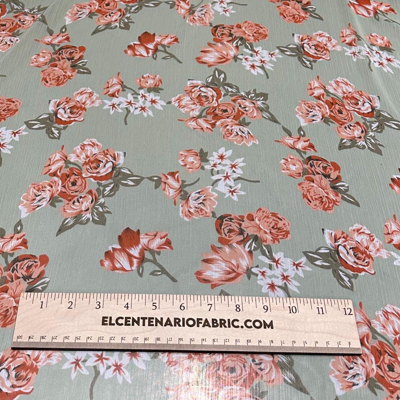 Polyester Chiffon Woven Print Fabric By The Yard Sage Flower Summer Floral Print Summer Flowy Dress